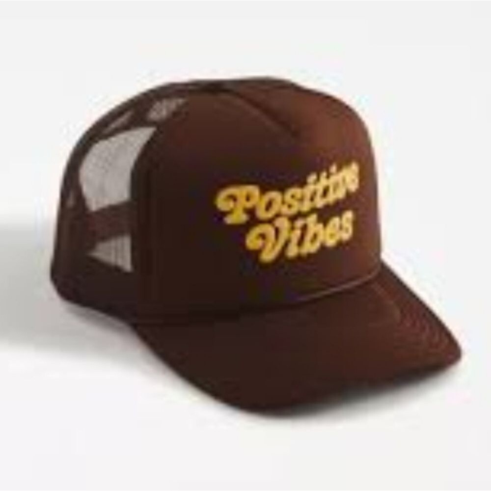 mr. natural positive vibes trucker hat adjustable brown